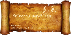 Jánossy Honória névjegykártya